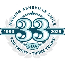thirty three years Gillespie Dental Associates logo